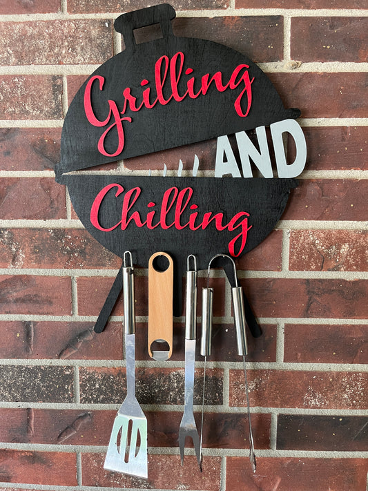 Grilling and Chilling Tool Hanger Sign