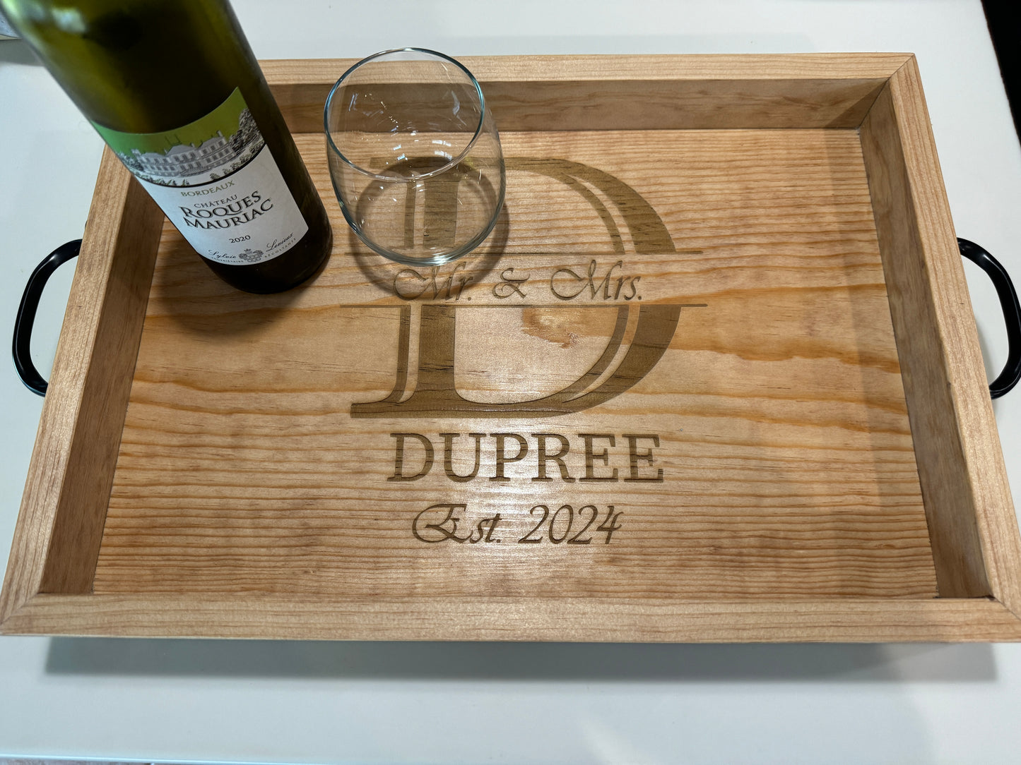 Engraved Monogram Wedding Tray