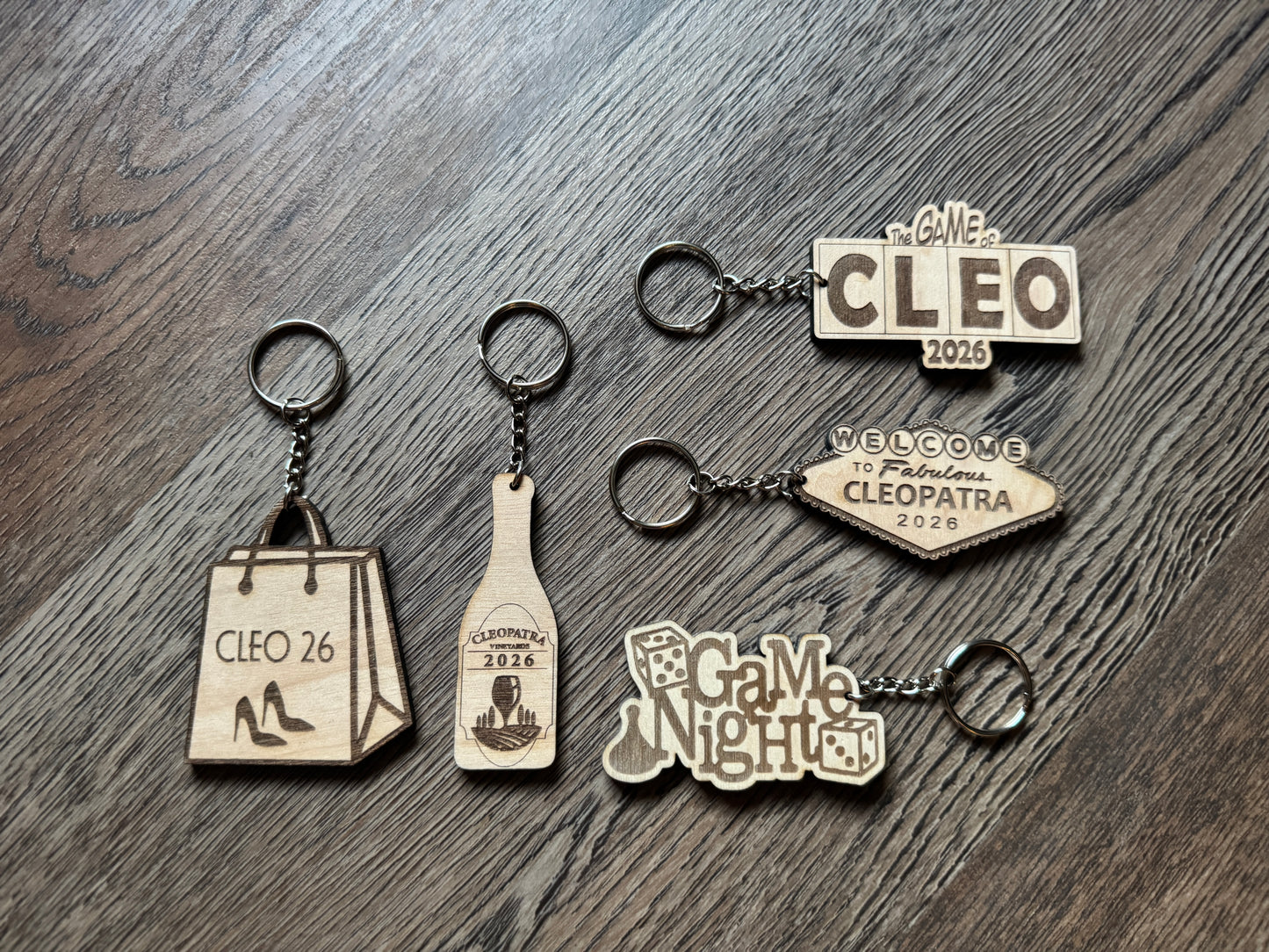 Engraved Cleo Keychains / Magnets