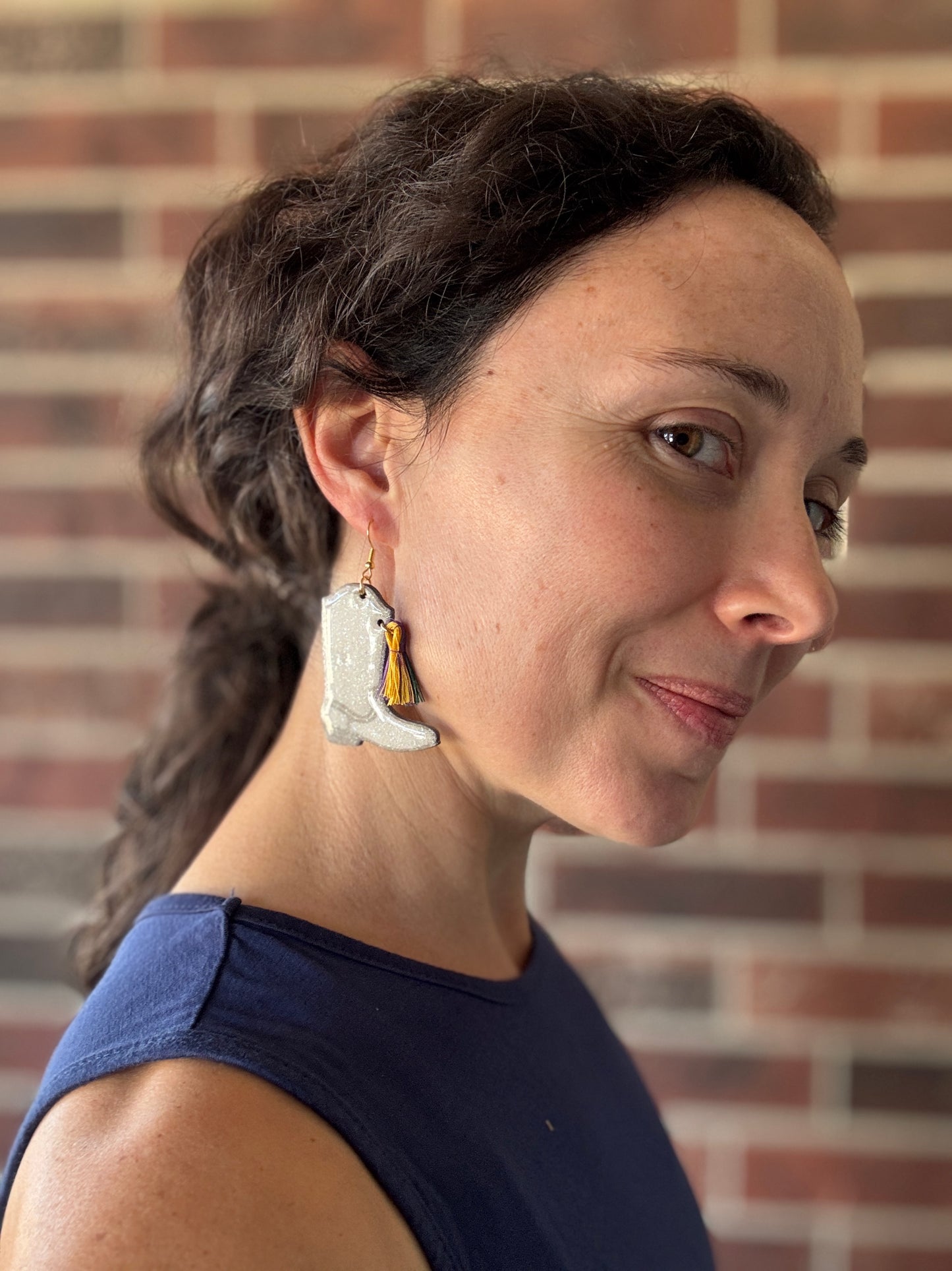 Mardi Gras Boot Earrings