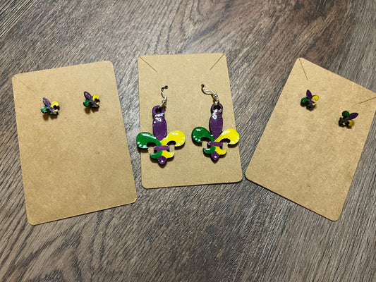 Mardi Gras Fleur de Lis Earrings