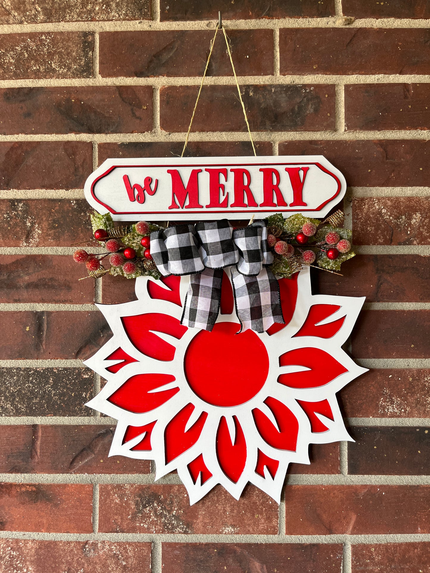 Be Merry Poinsettia Door Hanger