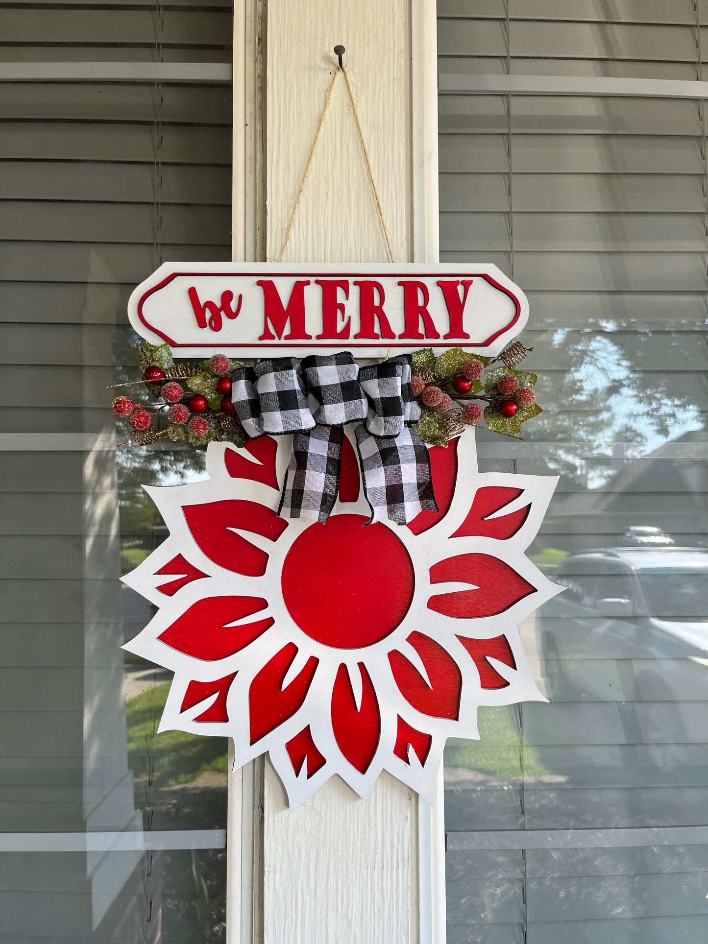 Be Merry Poinsettia Door Hanger