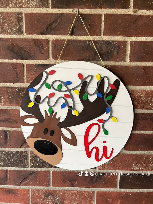 "Hi" Reindeer Door Hanger
