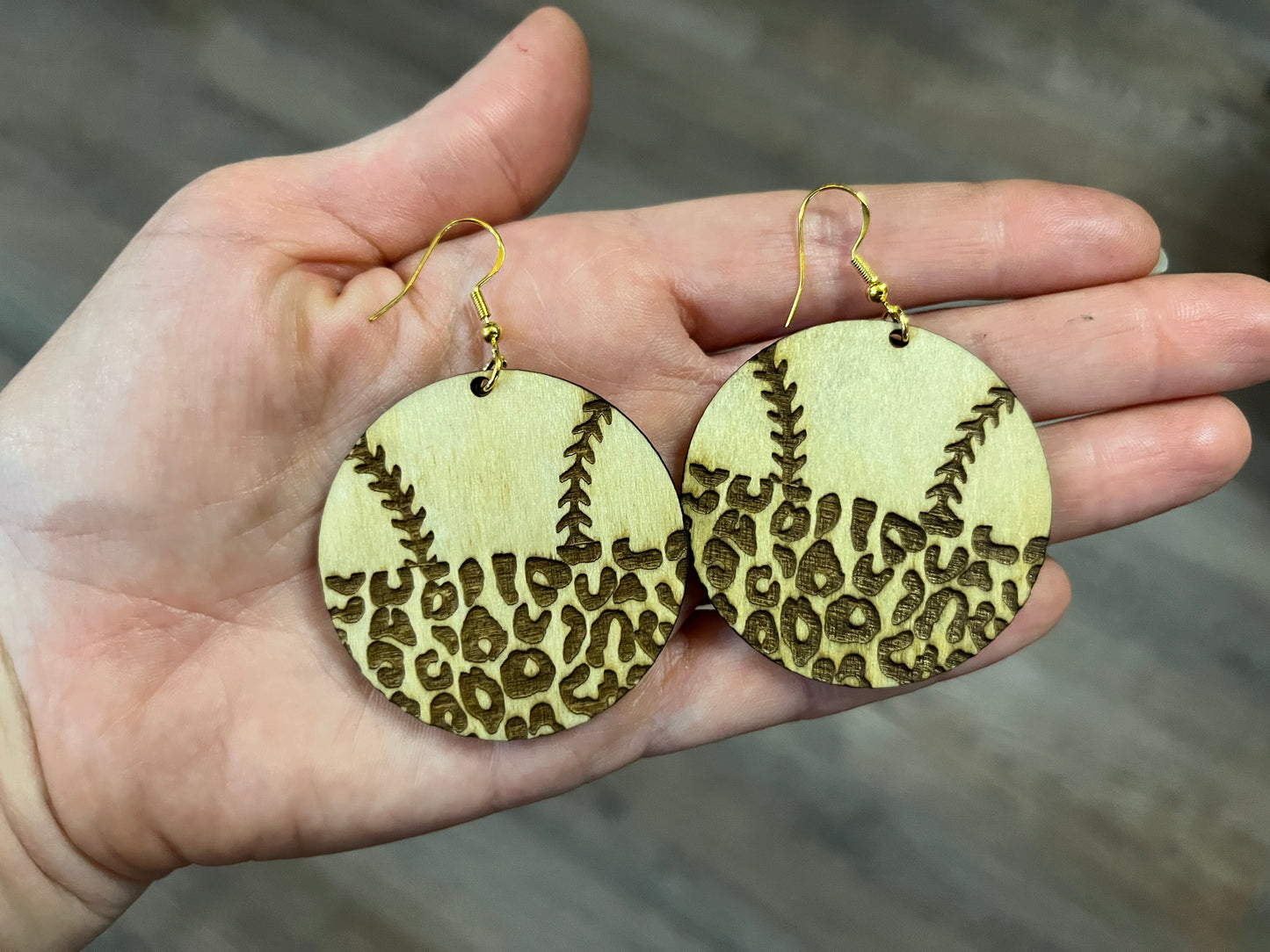 Leopard Baseball Earrings