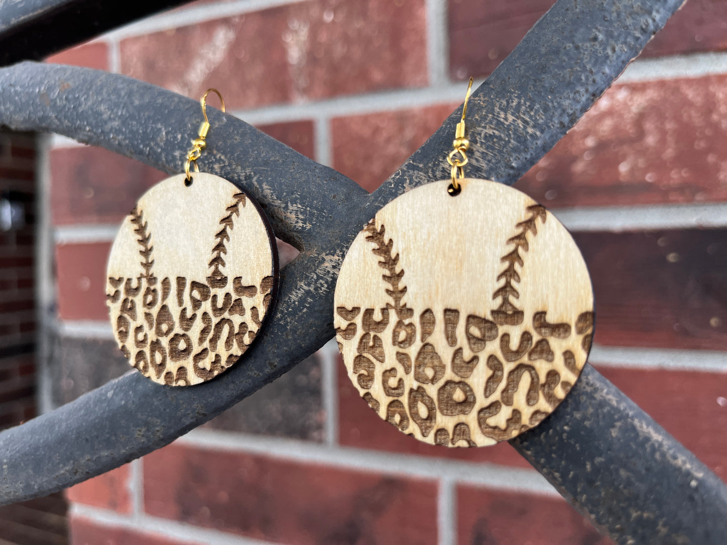 Leopard Baseball Earrings