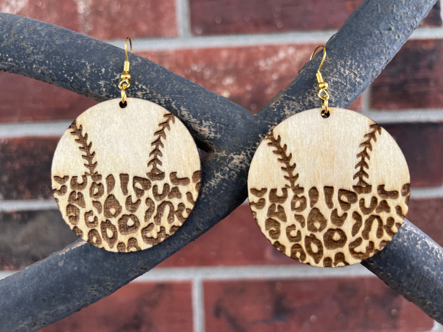 Leopard Baseball Earrings