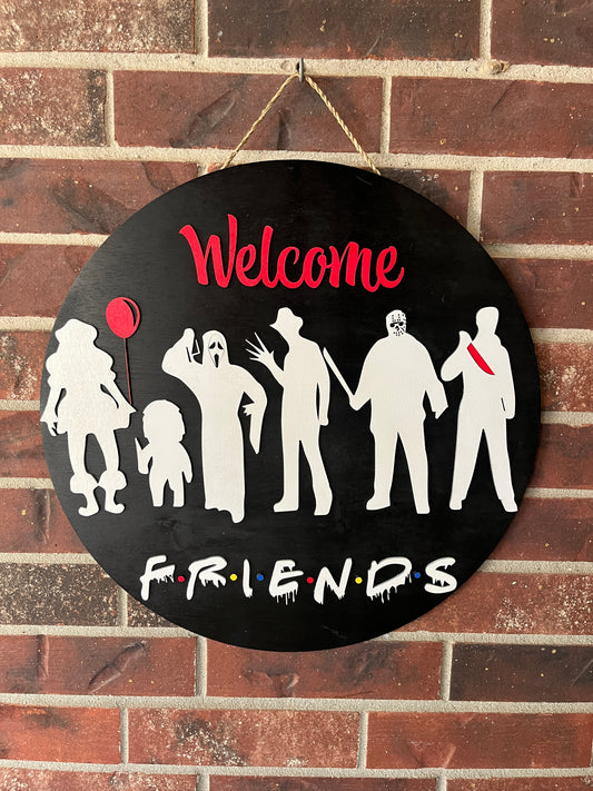 18" Welcome Friends Door Hanger