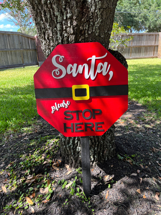 15" Santa Stop Sign