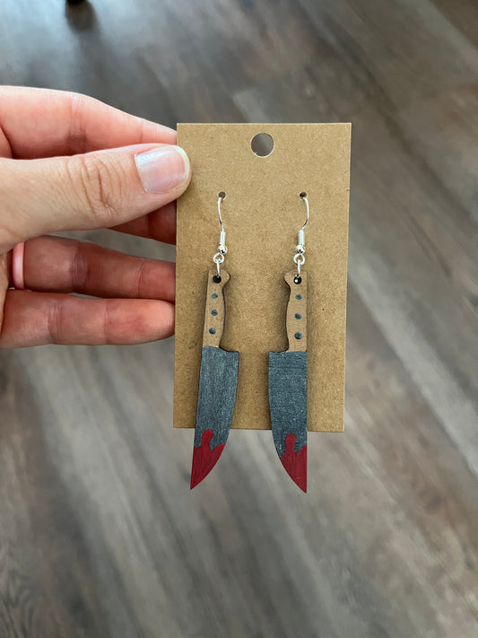 Bloody Knife Horror Earrings