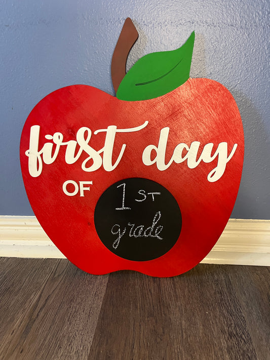 First Day of School Apple Picture Sign