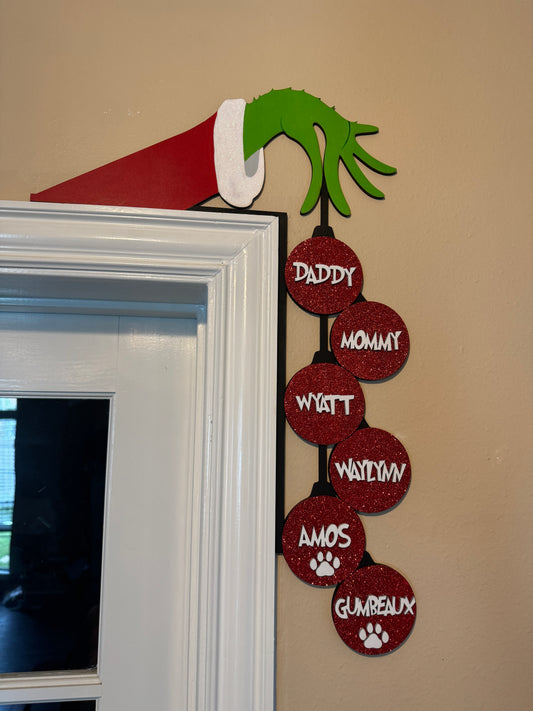 Personalized Grinch Hand Door Corner