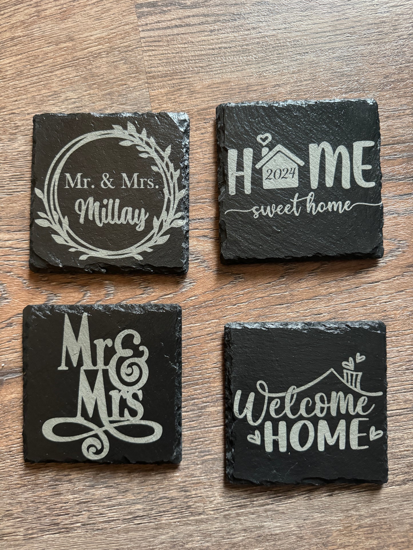 Engraved Personalized Slate Coasters