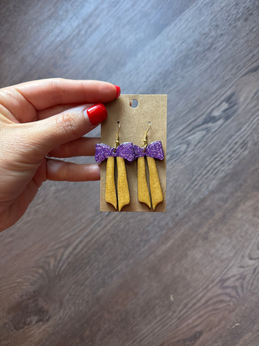 Mardi Gras Bow Earrings