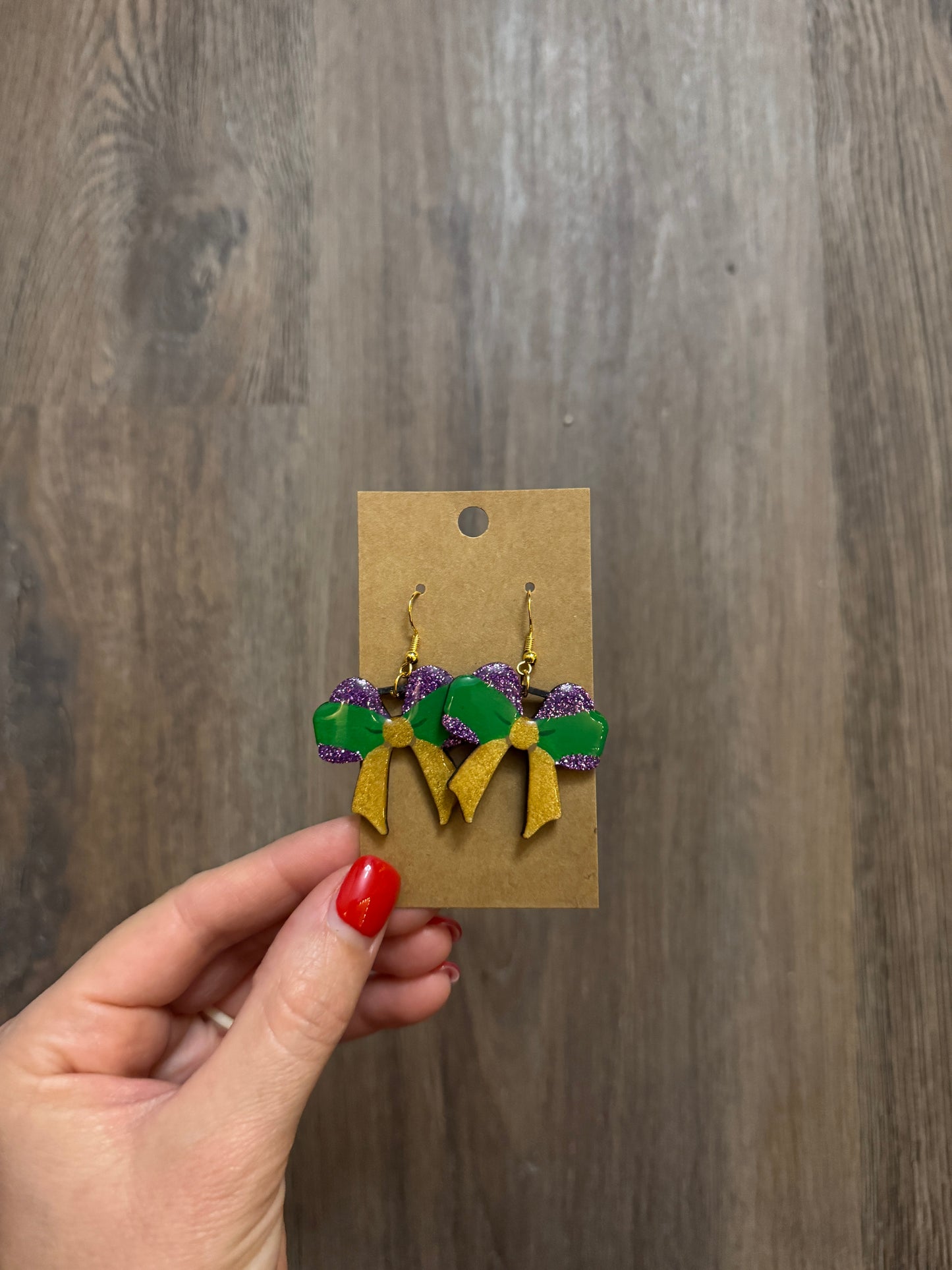 Mardi Gras Bow Earrings