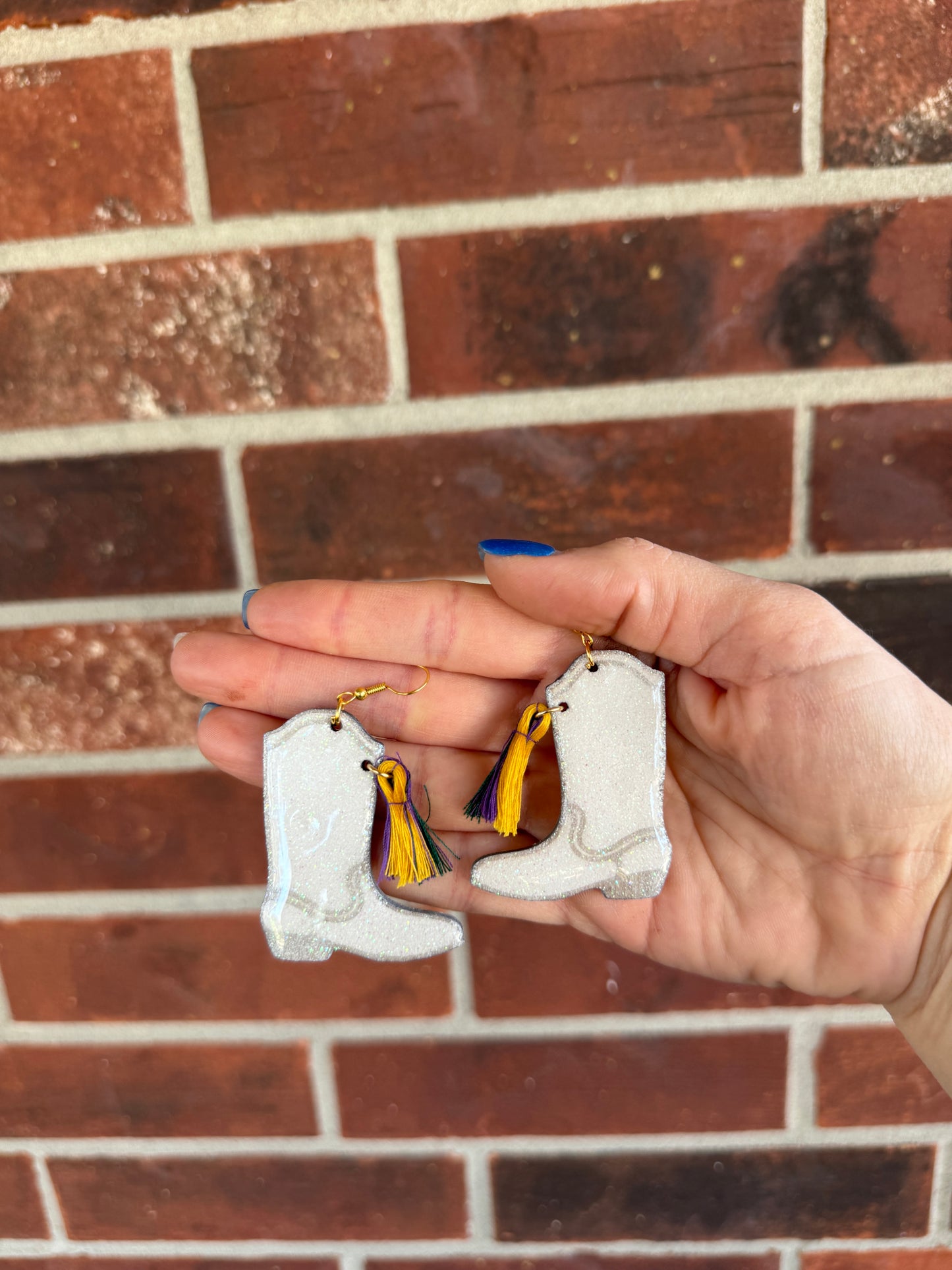 Mardi Gras Boot Earrings