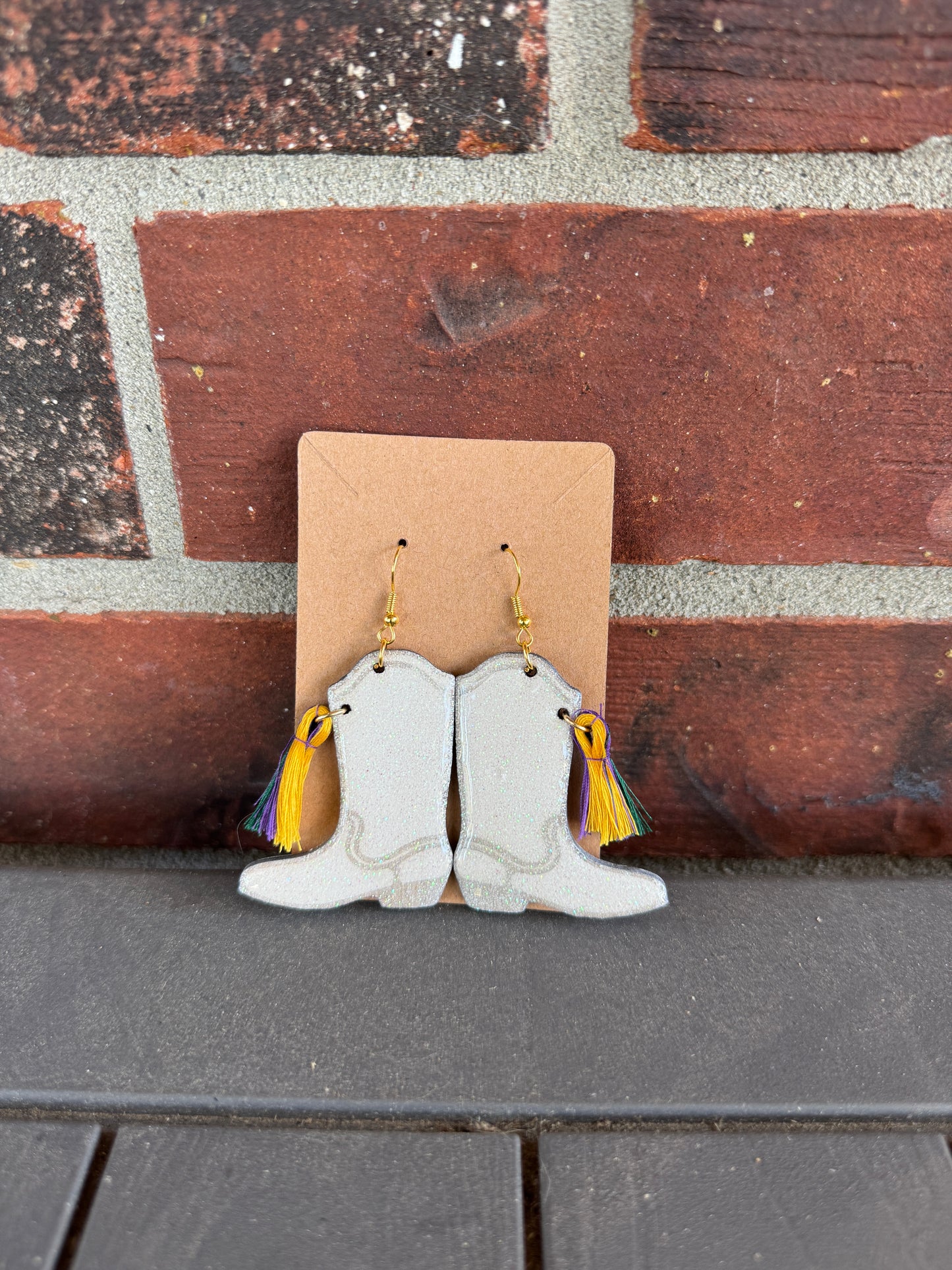 Mardi Gras Boot Earrings