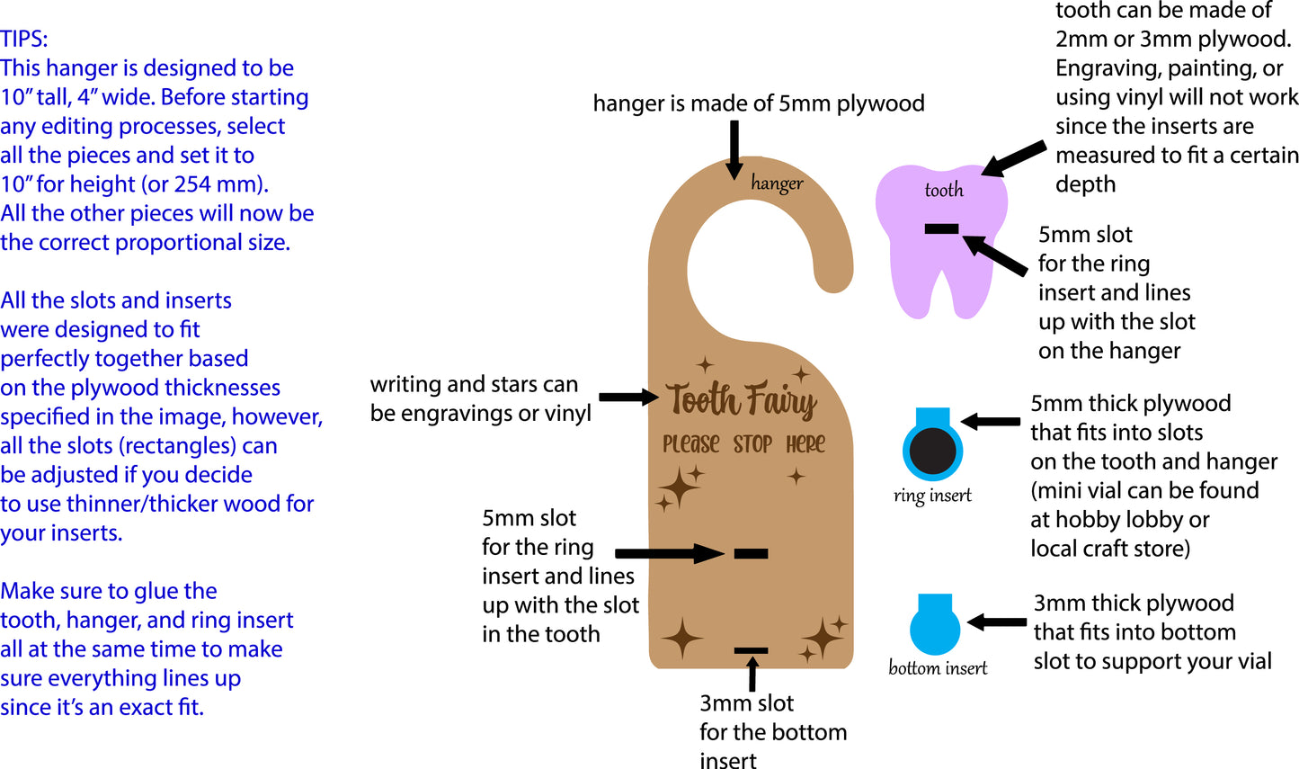 Digital Cut File for Tooth Fairy Door Hanger