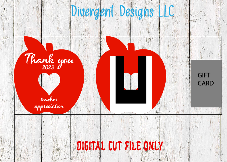 Digital cut file for apple gift card holder