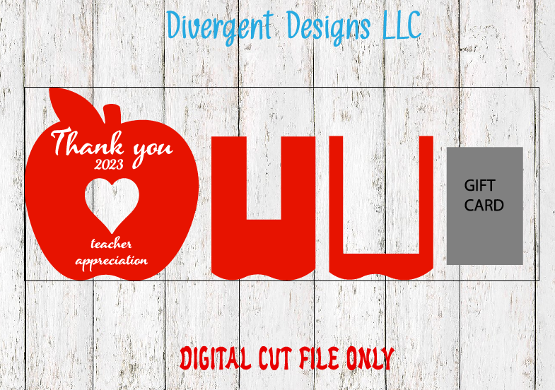 Digital cut file for apple gift card holder