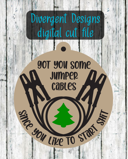Digital cut file for jumper cable ornament
