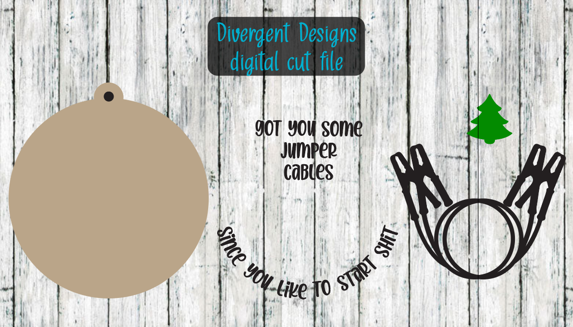 Digital cut file for jumper cable ornament