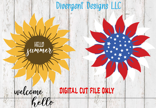 Digital Cut File for Sunflower Door Hanger