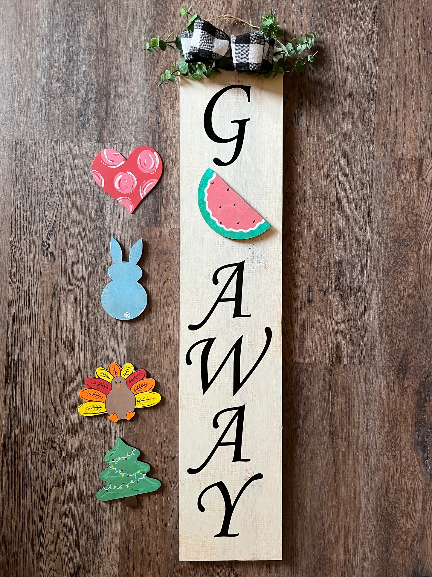 Reversible Welcome/Go Away Door Hanger with interchangeable shapes