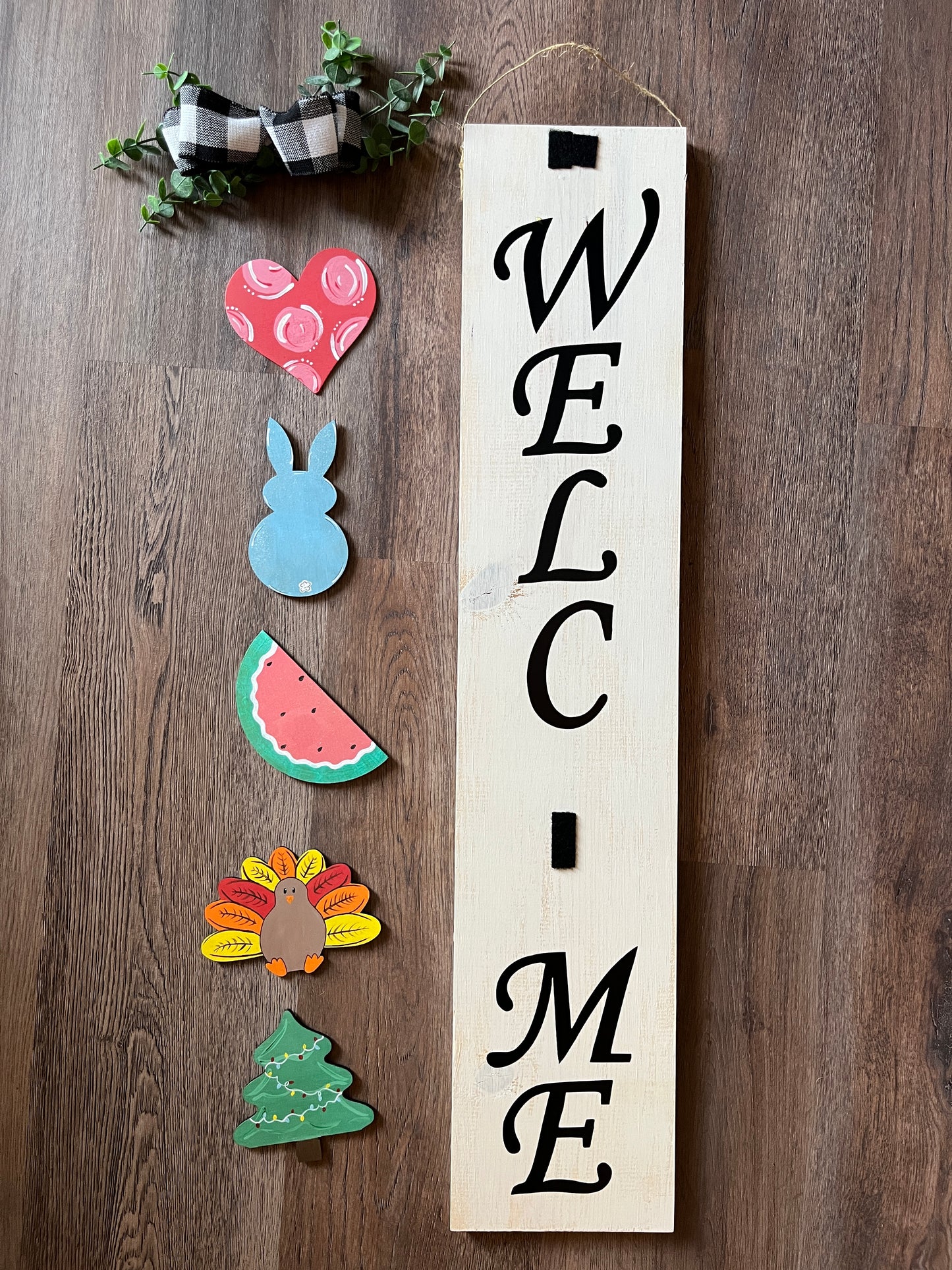 Reversible Welcome/Go Away Door Hanger with interchangeable shapes