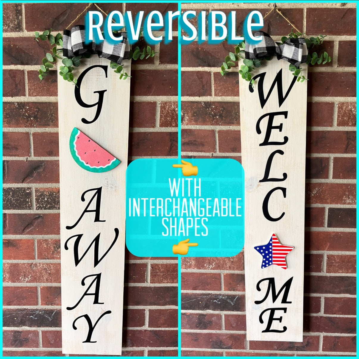 Reversible Welcome/Go Away Door Hanger with interchangeable shapes