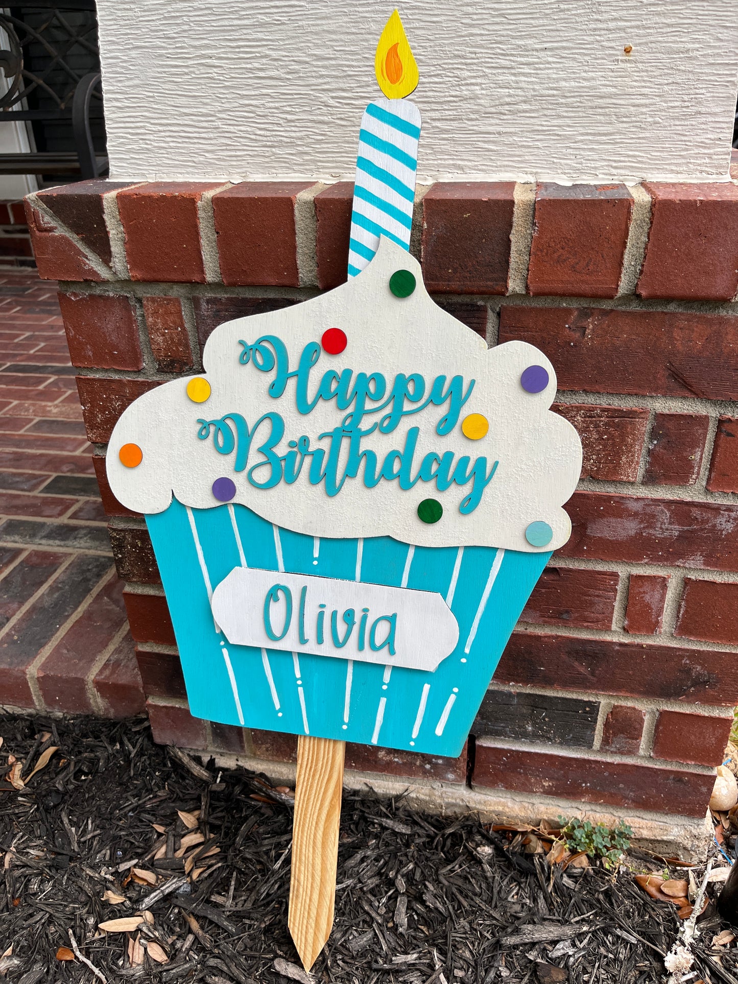 Happy Birthday Cupcake Yard Sign/Door Hanger