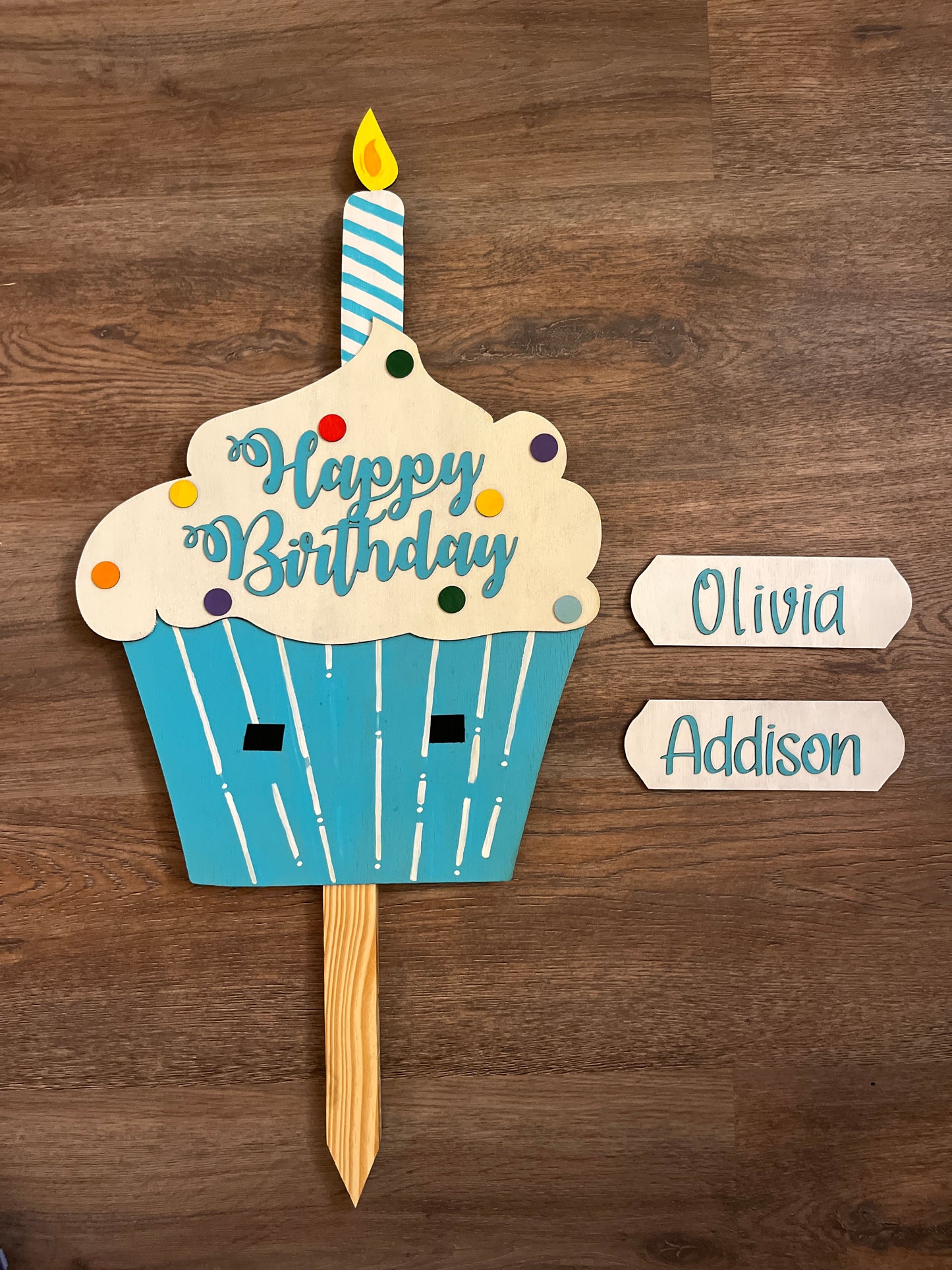 Happy Birthday Cupcake Yard Sign/Door Hanger