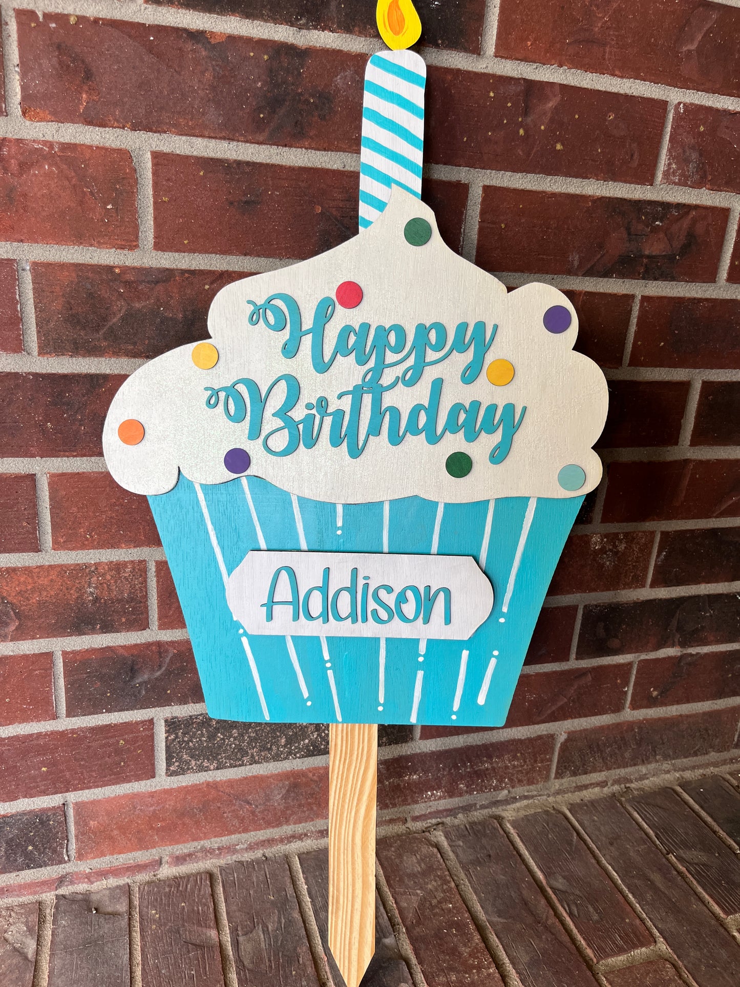 Happy Birthday Cupcake Yard Sign/Door Hanger