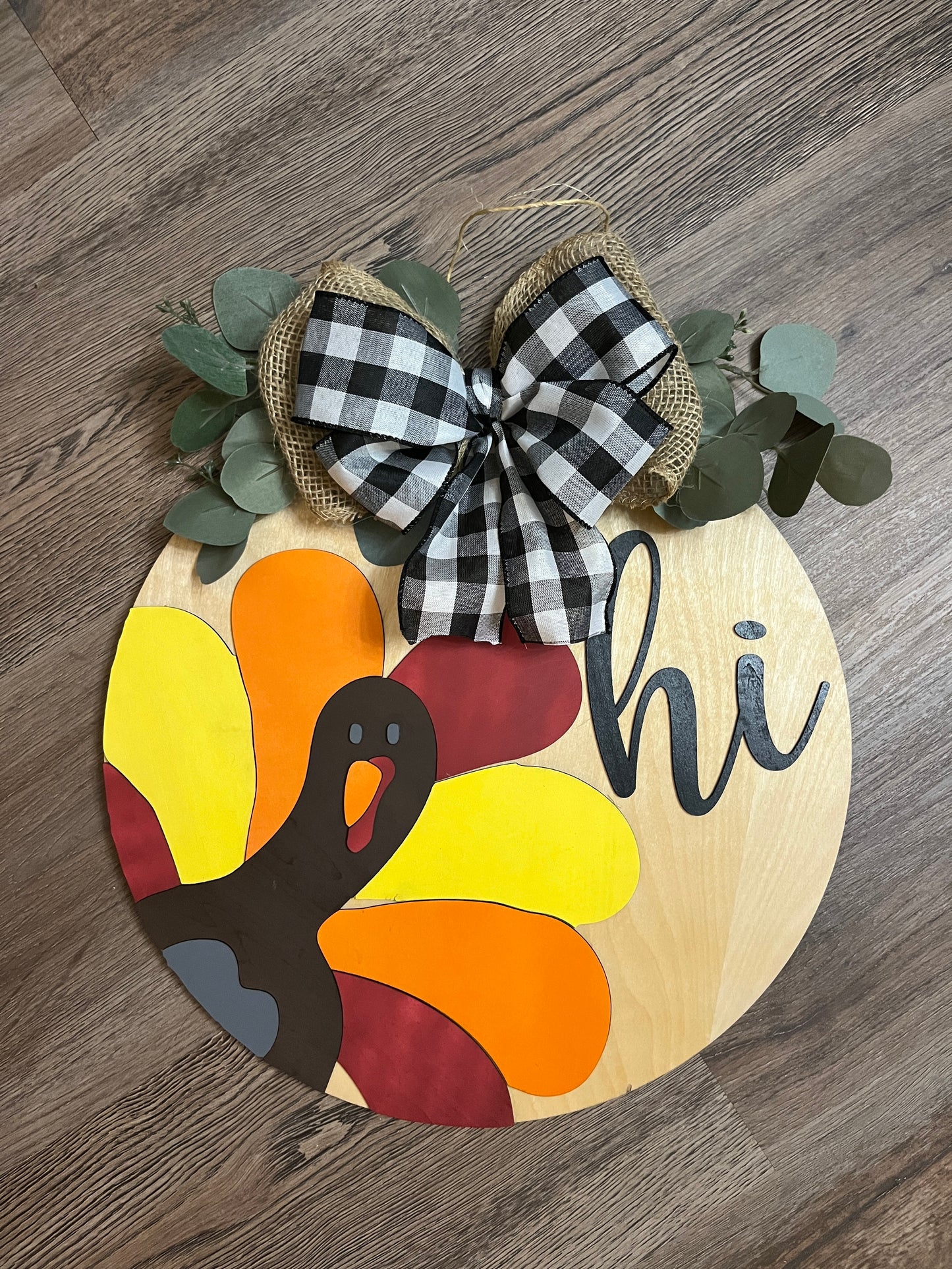 DIY "Hi" Turkey Door Hanger