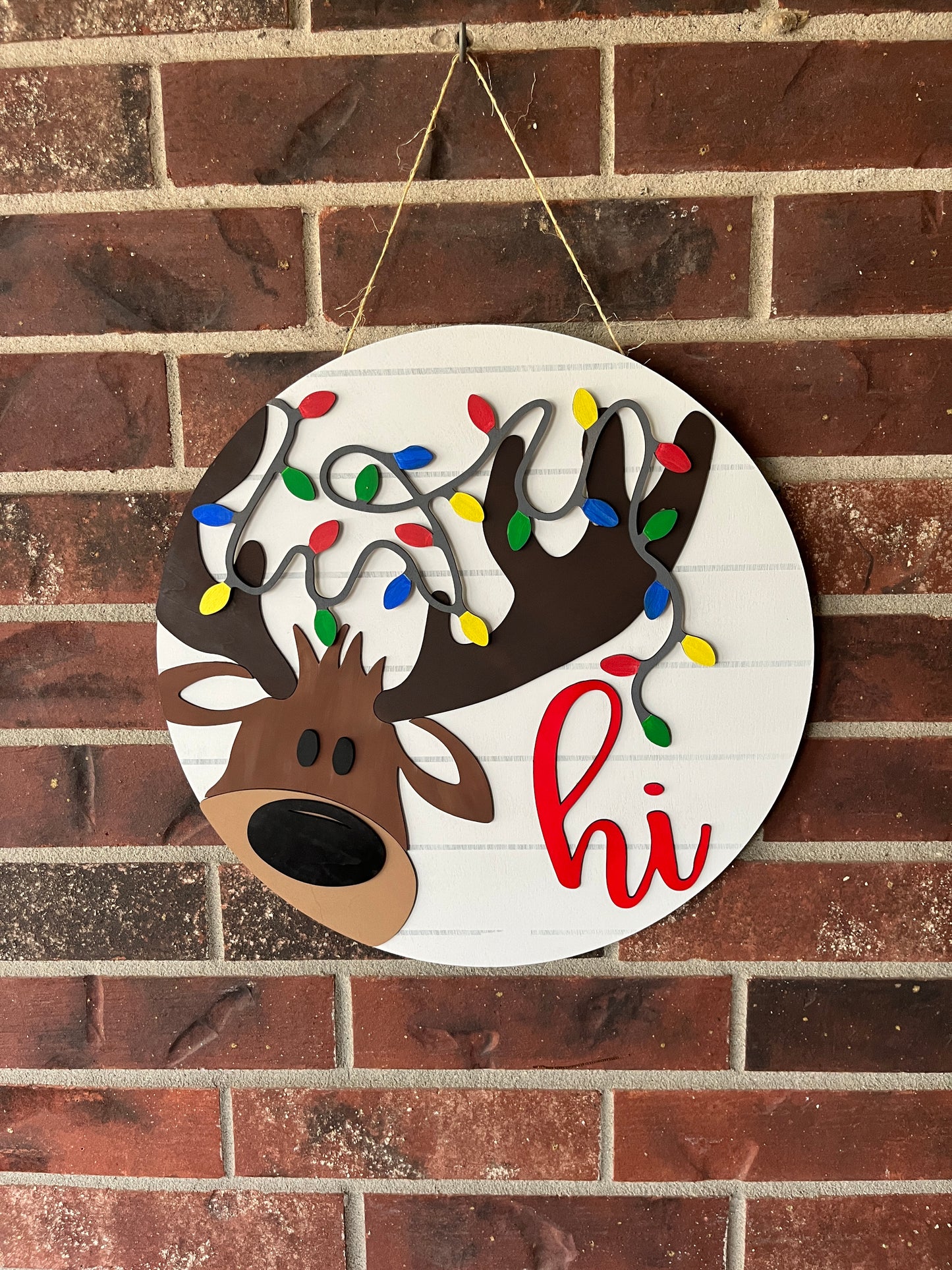 DIY "Hi" Reindeer Door Hanger