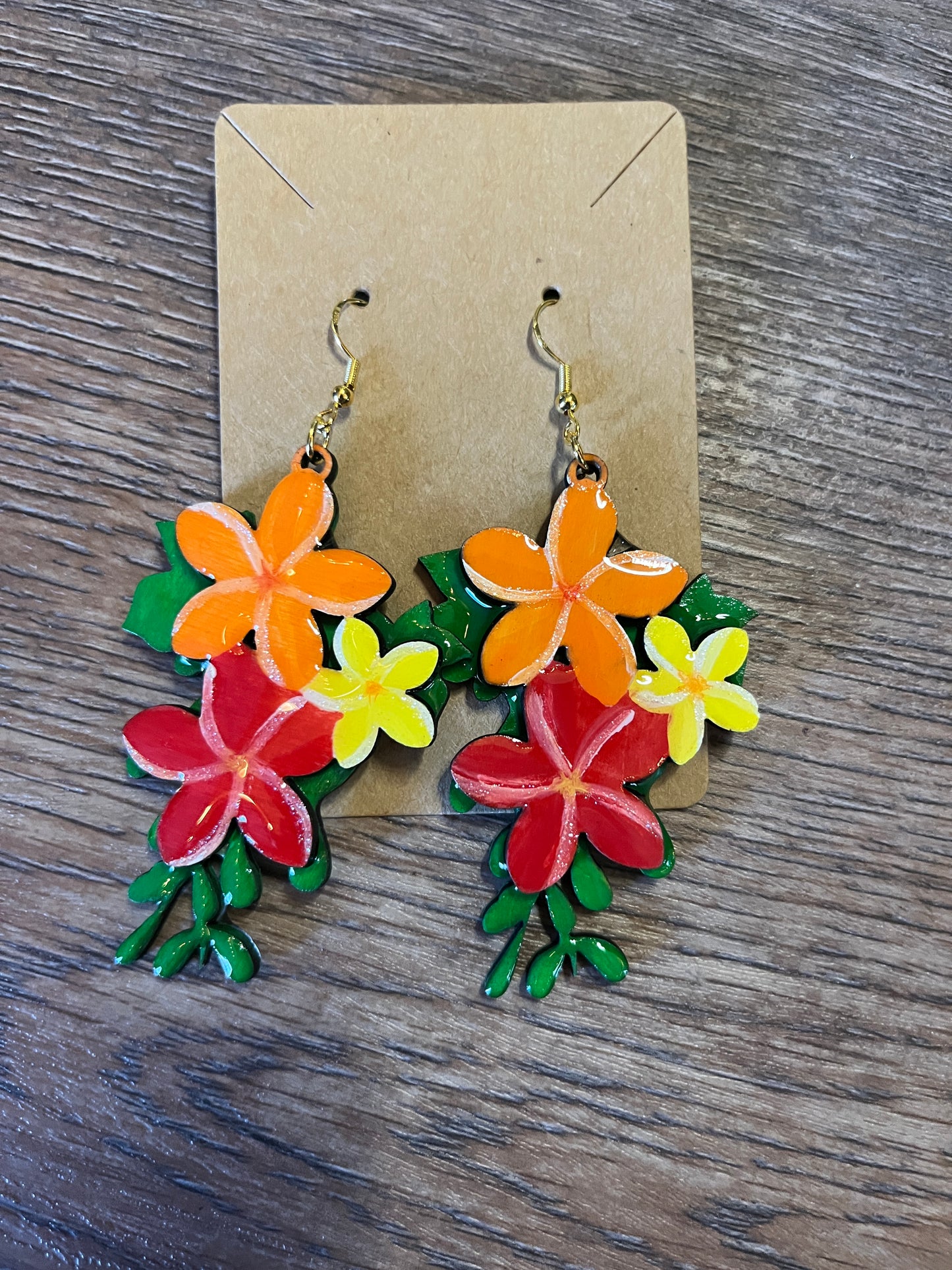 Layered Plumeria Hanging Earrings