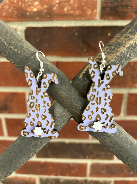 Floppy Ear Leopard Bunny Earrings