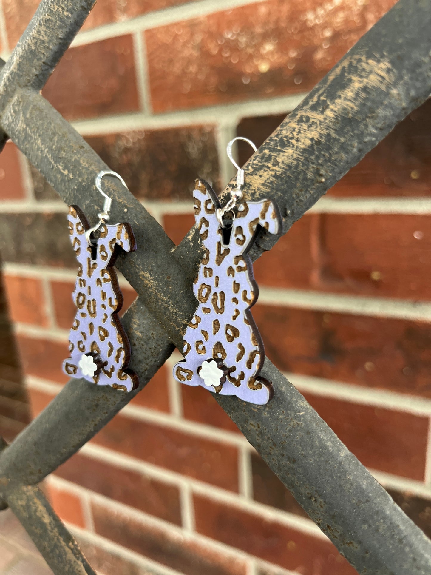 Floppy Ear Leopard Bunny Earrings