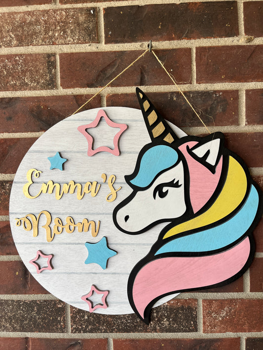 Kid's Unicorn Door Hanger